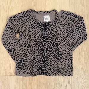 Chaser Leopard Print Crew Neck Sweater & Jogger Set